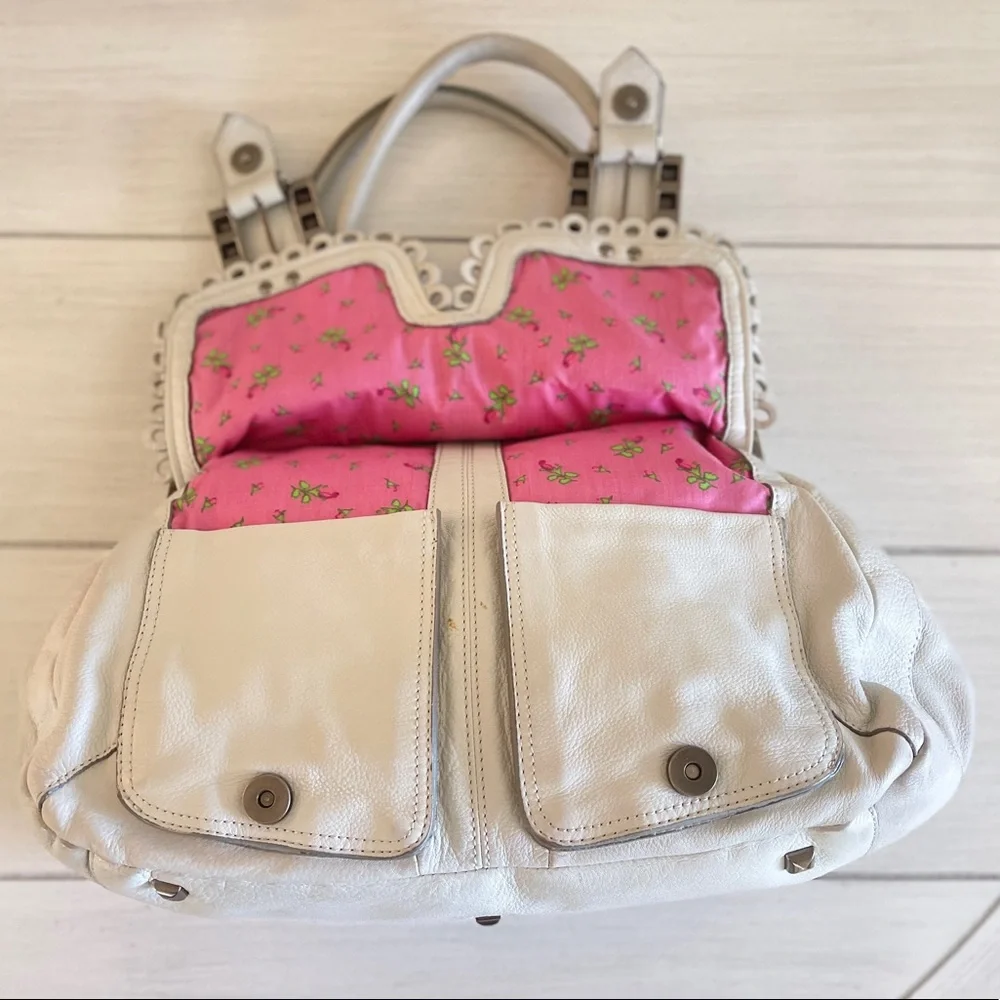 Betsy Johnson Genuine Leather with Studded Buckles Front Pockets Shoulder Bag π₯ - Picture 9 of 17